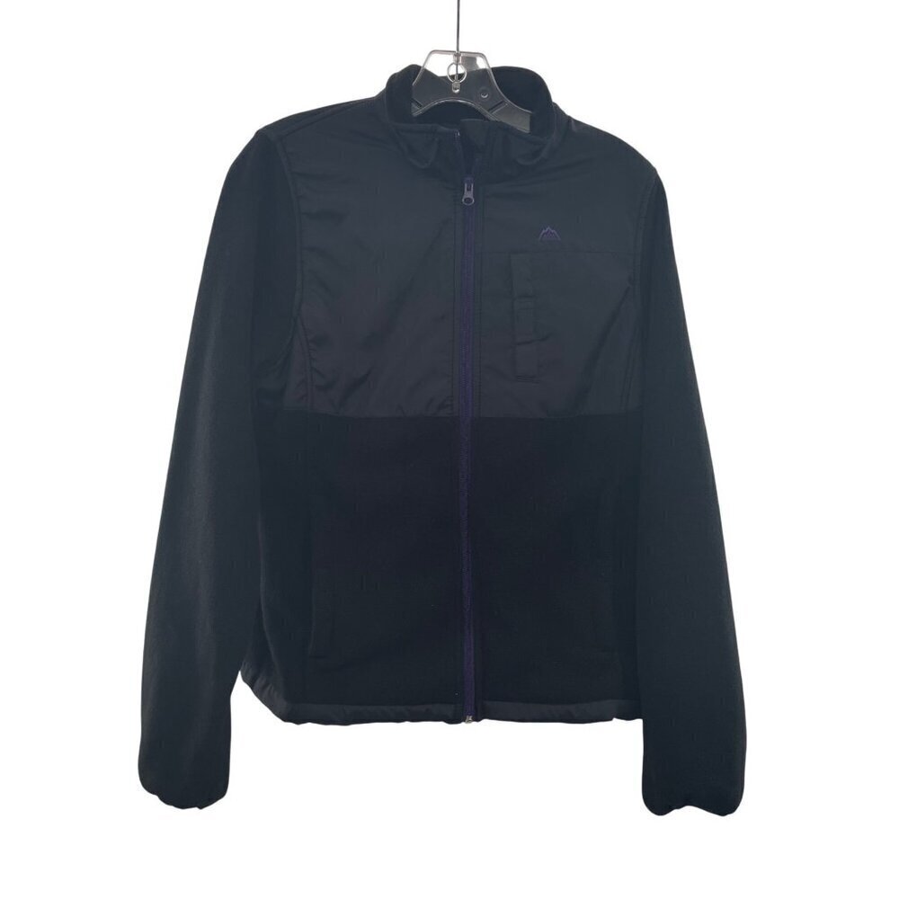 Snozu Women's Fleece Jacket Collared Full Zip Black/Purple Size Medium Pockets